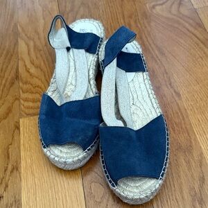Navy Suede Espadrille Slingback Sandals - Women's Casual Summer Shoe
